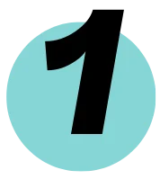 1 icon Large black number one on a light blue circle.