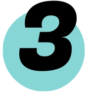 3 icon Large black number three centered on a light blue circle background.