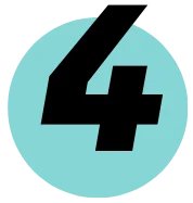 4 icon Black number 4 on a teal circular background.